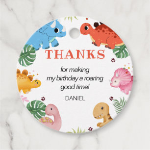 Dino Party Cute Dinosaur Birthday Party  Favor Tags