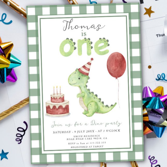 Dino Party | Cute Dinosaur First Birthday Invitation (Creator Uploaded)
