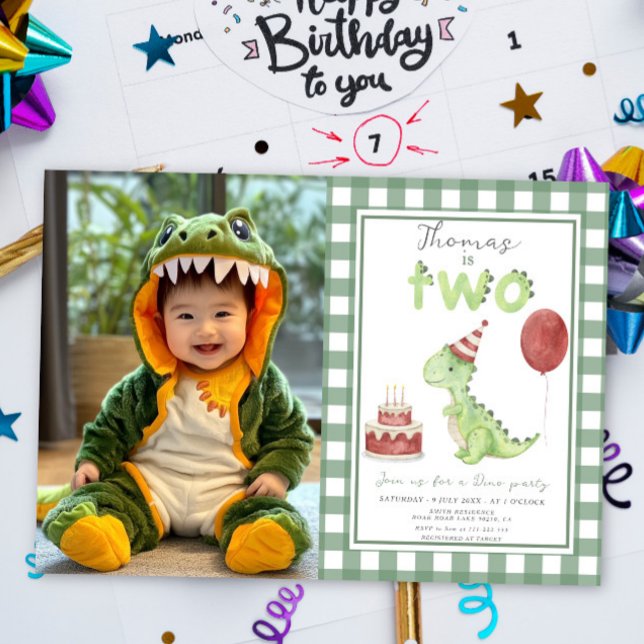 Dino Party | Cute Dinosaur Two-Rex Birthday Invitation (Creator Uploaded)