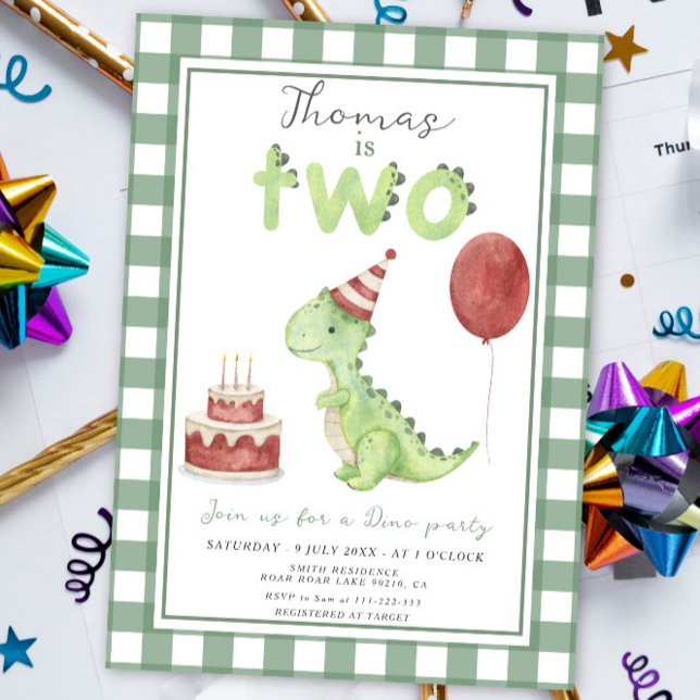 Dino Party | Cute Dinosaur Two-Rex Birthday Invitation (Creator Uploaded)