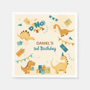 Dino Party. Cute Dinosaurs 3rd Birthday Napkins