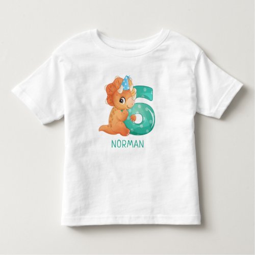 Dino Party  Cute Dinosaurs 6th Birthday Toddler T_shirt