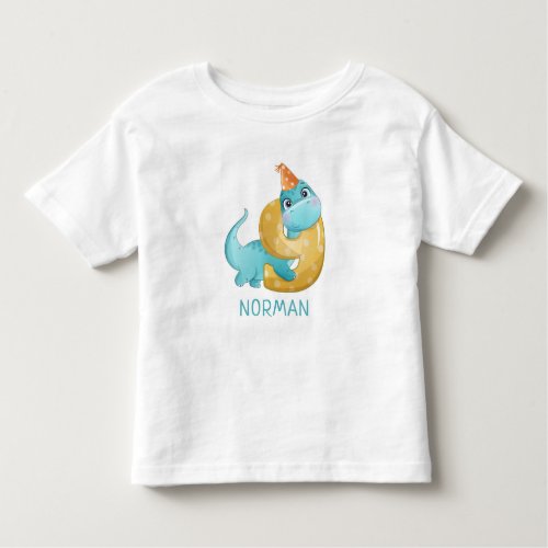 Dino Party  Cute Dinosaurs 9th Birthday Toddler T_shirt