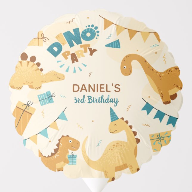 Dino Party. Cute Dinosaurs Birthday party Balloon (Front)