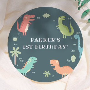 Dino Party Cute Dinosaurs Boy Birthday Party Paper Plates