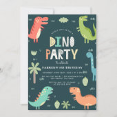 Dino Party | Cute Dinosaurs First Birthday Invitation (Front)