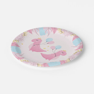 Dino Party Cute Pastel Dinosaurs Birthday Paper Plates