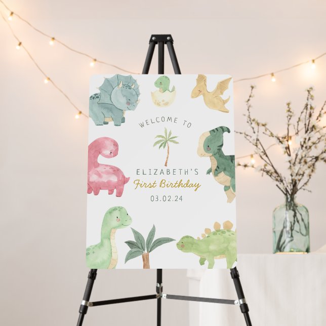 Dino Party Dino mite Birthday Welcome Foam Board (In Situ (Stand))