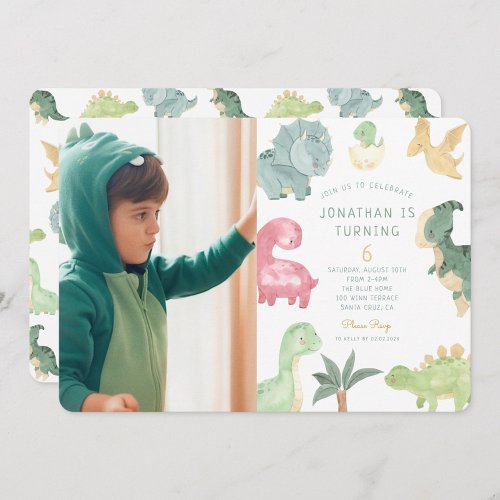 Dino Party Dino mite Photo Birthday  Invitation