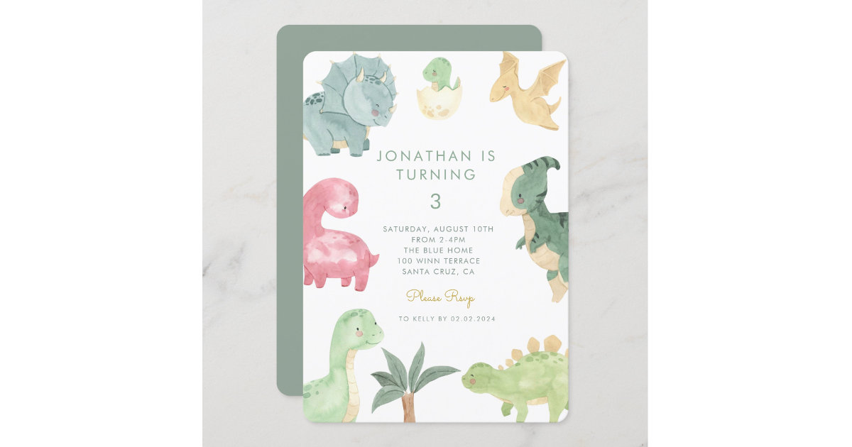 Dino Party Dinosaur Birthday Invitation | Zazzle