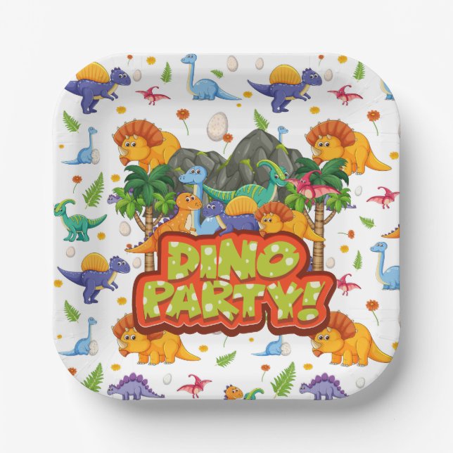 Dino Party  Paper Plates (Front)