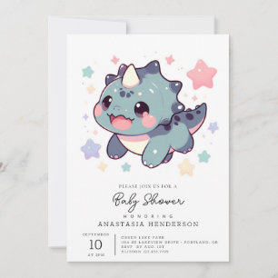 Dino Pastel Dinosaur Baby Shower Invitation