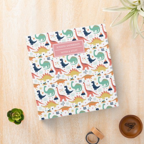 Dino Pattern 3 Ring Binder