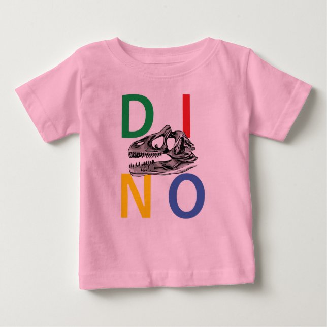 DINO - Pink Baby Fine Jersey T-Shirt (Front)