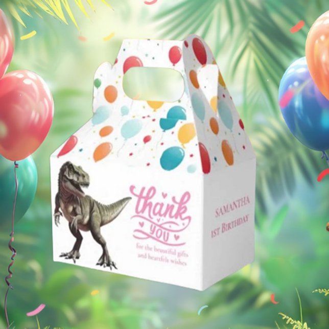 Dino Pink Girl Favor Box  (Unleash the fun with a Jurassic World dinosaur party!)