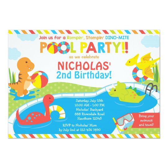 Dinosaur Pool Party Invitations 7