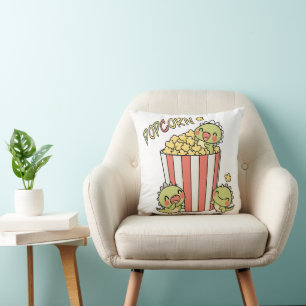 Dino Popcorn Party Throw Pillow