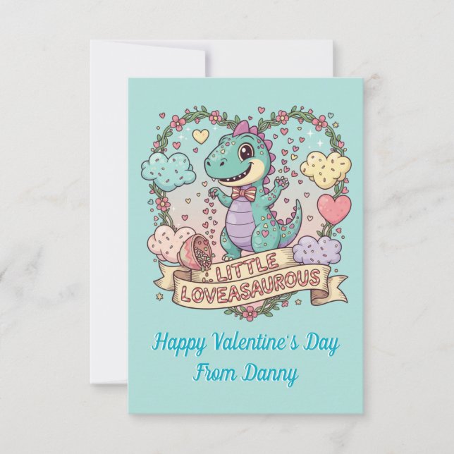Dino Pun School Valentine Photo  Thank You Card (Front)