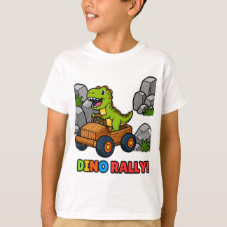 Dino Rally Kids Sports T-Shirt – Fun Dinosaur Raci