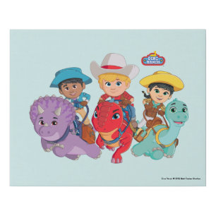 Dino Ranch Friends Design Faux Canvas Print