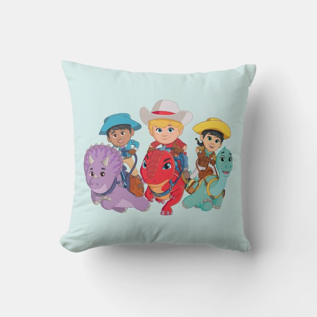 Dino Ranch Friends Design Throw Pillow (Front)