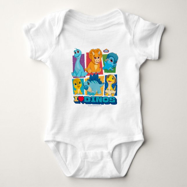 Dino Ranch | Fun & Colourful Dinosaur Baby Bodysuit (Front)
