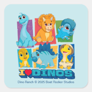 Dino Ranch | Fun & Colourful Dinosaur Square Sticker