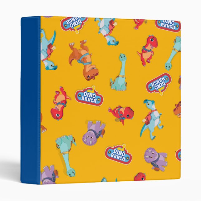 Dino Ranch Pattern on Yellow 3 Ring Binder (Front/Spine)