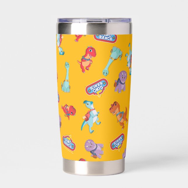 Dino Ranch Pattern on Yellow Insulated Tumbler (Front)