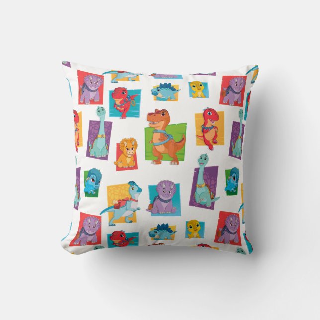 Dino Ranch Pattern Throw Pillow (Front)