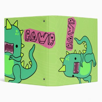 Dino Rawr 3 Ring Binder by Middlemind at Zazzle