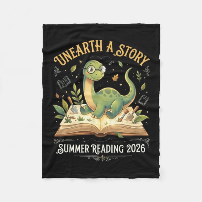 Dino Reading Adventure Summer 2026 T Fleece Blanket (Front)