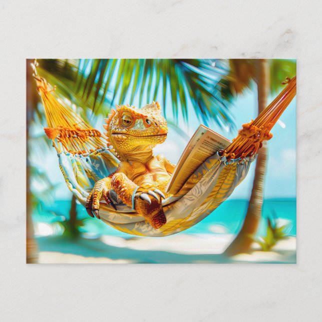 Dino Relaxing in Hammock Holiday Postcard (Front)