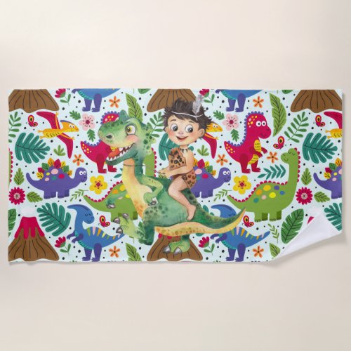 Dino Rider  Beach Towel