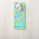 Dino-Riffic Dinosaur Babies Mint Green Girl Custom Door Hanger<br><div class="desc">Our adorable Dino-Riffic Dinosaur Babies Mint Green with Polka Dots Custom door hanger for girls is perfect for coordinating her bedroom style. Your baby will love the cute and colorful dinosaur design with adorable dino babies. The Dino-Riffic Dinosaur Collection with everything baby needs for nap time, feeding time, and her...</div>