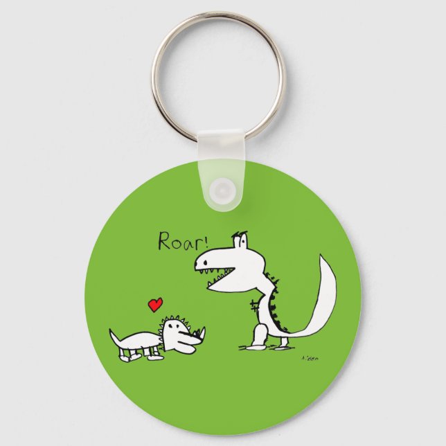 Dino Roaring, Red Heart, Your Special Keychain (Front)