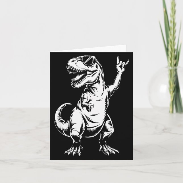 Dino Rock N Roll Rock Music Rock Dinosaur Men Wome Card (Front)
