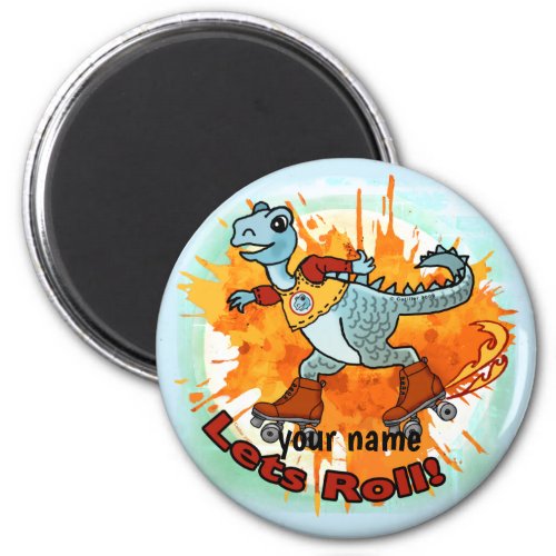 Dino Rollerskater custom name Magnet