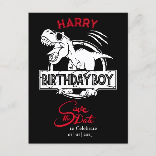 Dino save the date Birthday Boy Postcard