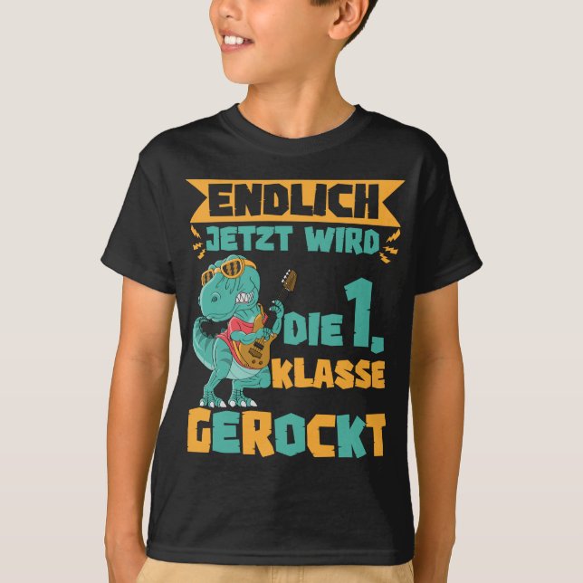 Dino Schulanfang Dinosaurier Junge Schulkind Schul T-Shirt (Front)