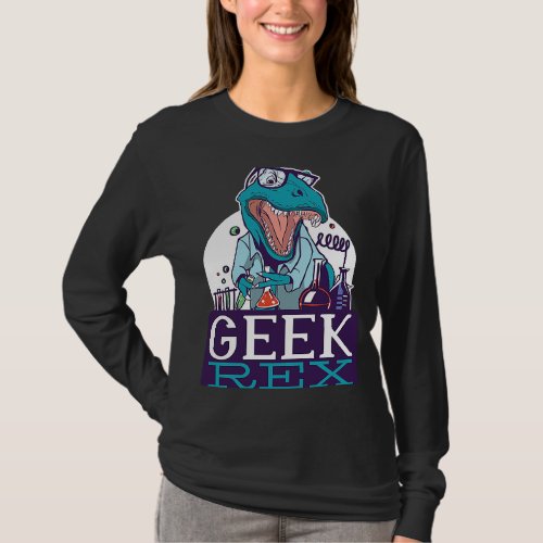 Dino Scientist Scientific Geek Rex Nerd Dinosaur C T_Shirt