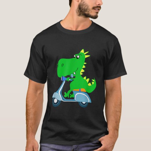 Dino Scooter Funny Dinosaur Moped Motorbike T_Rex  T_Shirt