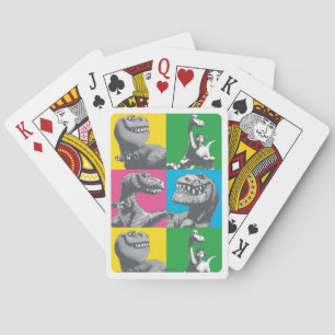 Dino Silhouette Four Square Poker Cards