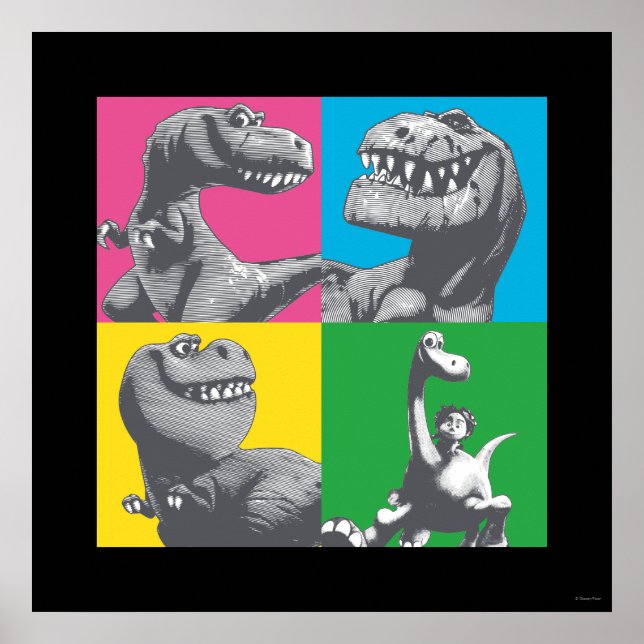 Dino Silhouette Four Square Poster (Front)