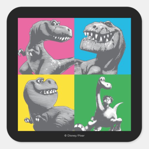 Dino Silhouette Four Square Square Sticker