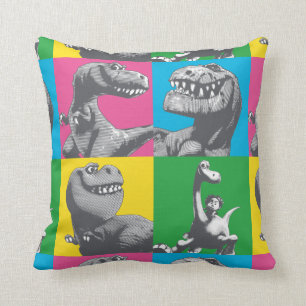 Dino Silhouette Four Square Throw Pillow
