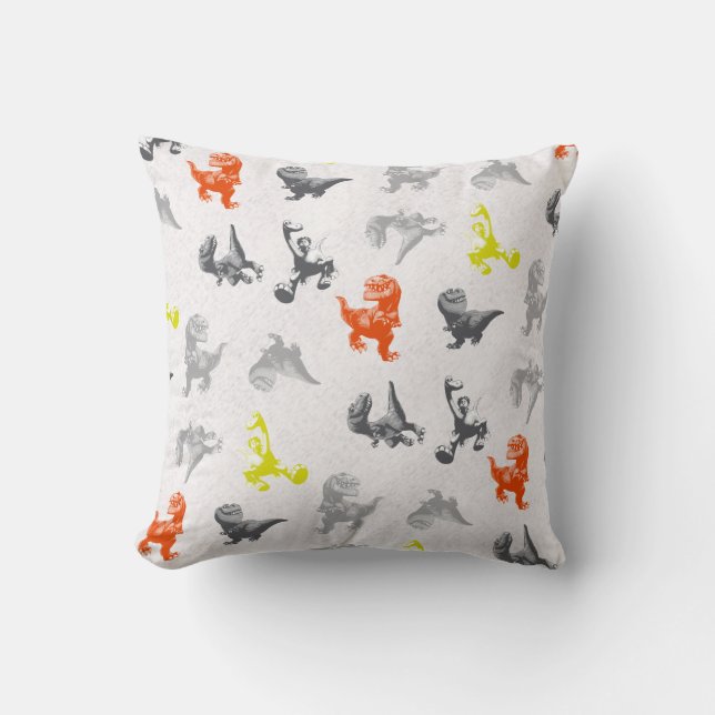 Dino Silhouette Pattern Throw Pillow (Front)