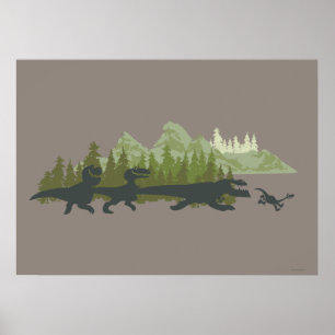 Dino Silhouettes Running Poster