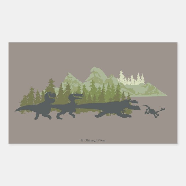 Dino Silhouettes Running Rectangular Sticker (Front)
