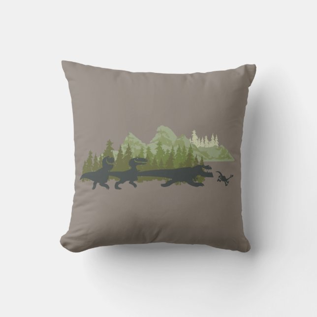 Dino Silhouettes Running Throw Pillow (Front)